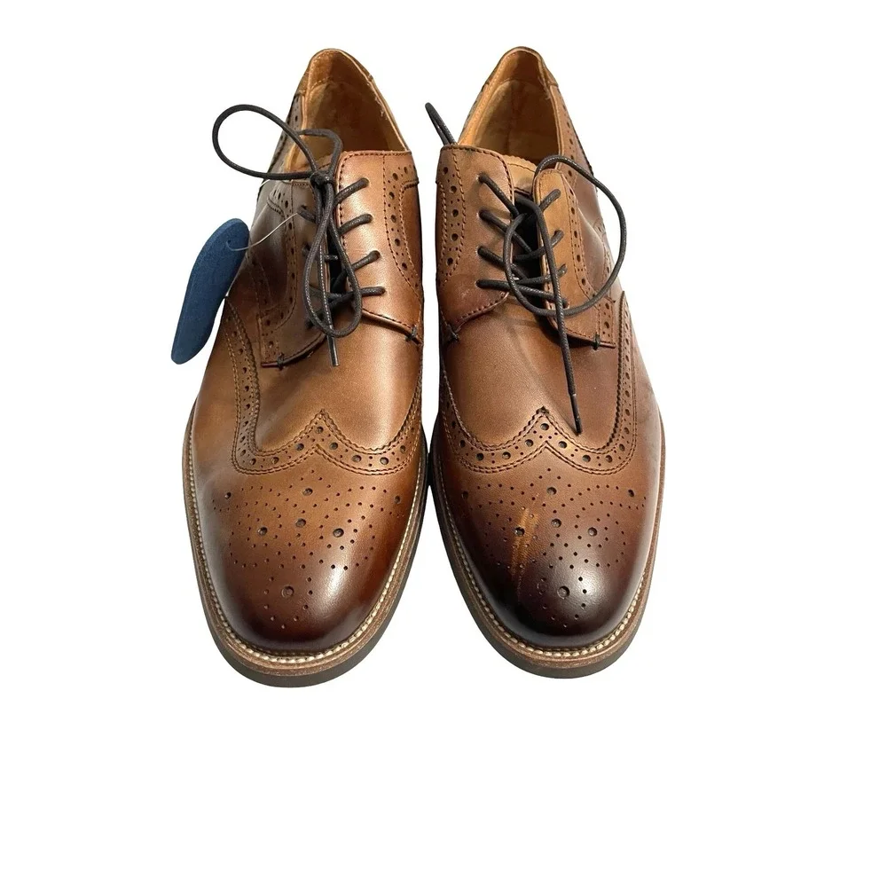 NEW Florsheim Midtown Wingtip Oxford leather shoes Size 8 Cognac brown
